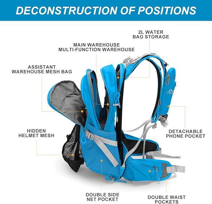 Hydration Pack,20L Hydration Backpack, Hiking Internal Frame Backpacks with 2L Hydration Water Bladder and Rain Cover, for Cycling,Camping, Hunting,Ski, Snow for Men, Women (blue)