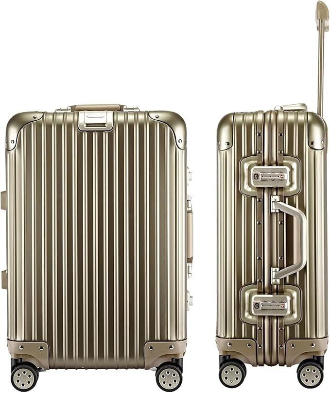 HotWay 20 Inch All Aluminum Carry On Luggage with Wheels, Hard Shell Zipperless Suitcase with TSA Locks, Gold Travel Luggage (22x14x9 Airline Approved)