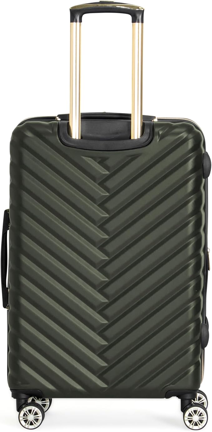 Kenneth Cole REACTION Madison Square Lightweight Hardside Chevron Expandable Spinner Luggage, Olive, 24-Inch Checked
