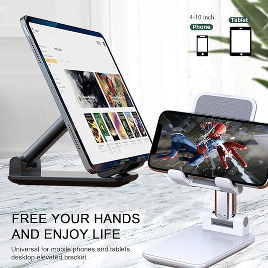 2 Pcs Cell Phone Stand, Adjustable Angle Height Phone Stand for Desk, Fully Foldable/Portable Phone Holder, Compatible for iPhone 16/15/14/13/12/Smartphones