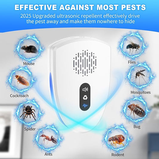 2025 Upgraded Ultrasonic Pest Control, Mouse Repellent Indoor for Spider Bug Roach Ant Mosquito Rat Mice Insect Deterrent, Mouse Rodent Repellent Ultrasonic Plug in, 3 Mode Switching, 6 Pack