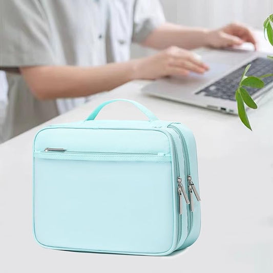 mygreen Travel Electronics Organizer, Waterproof Cable Organizer Bag for Electronic Accessories Triple Layer Large Shockproof Cable Storage Bag for Cord, Hard Disk, Power Bank, Tablet Aqua Sky