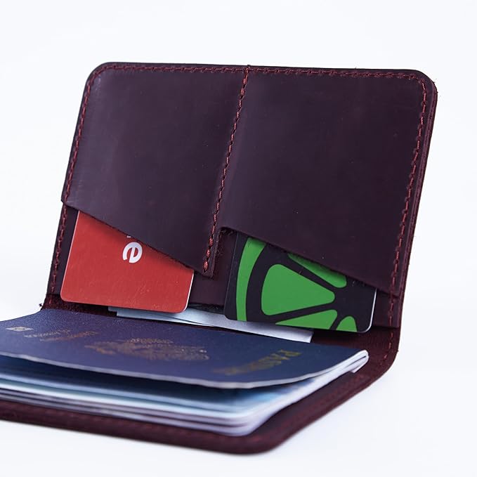 INCARNE US Passport Cover Clear - Travel Passport Wallet - Leather Passport Holder for Men Women Family with Card Slots & Note Compartmen - Sleeve Protector - Genuine Leather - Vintage Burgundy