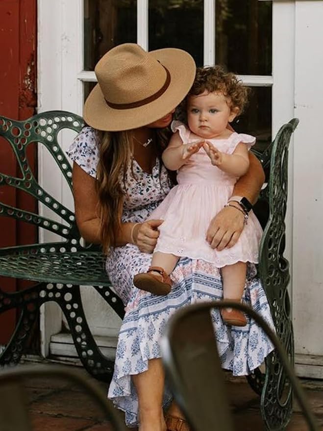 FURTALK Womens Mens Wide Brim Straw Panama Hat Fedora Summer Beach Sun Hats UPF Straw Hat for Women