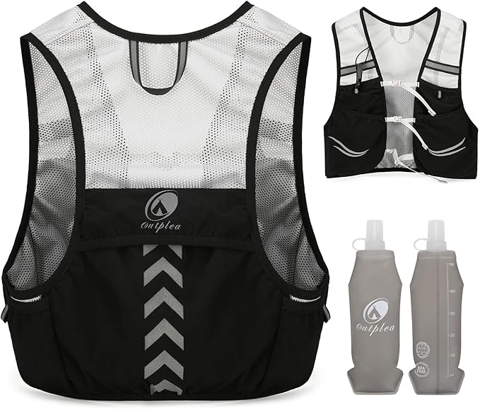 Running Vest for Men with 2 pcs 500ml Water Bottle, Hydration Vest for Running Women, Lightweight Runner Water Vest