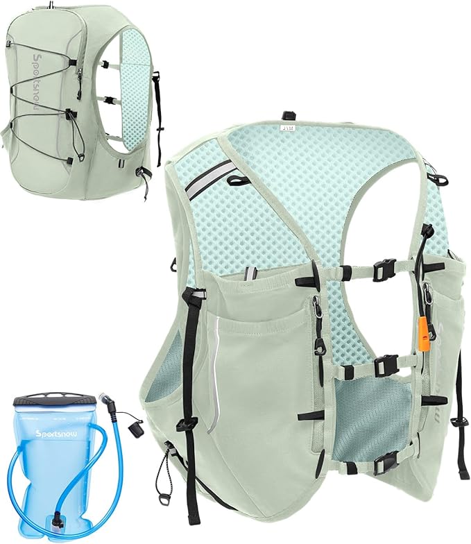 Sportsnew Running Vest for Women Men, Lightweight 10L Hydration Backpack with Waterproof Phone Pocket, Hydration Pack with Water Bladder for Hiking Trail