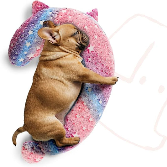 Dog Calming Pillow, Glow in The Dark Dog Put Head on, Soft Question Mark Pillows for Dogs, Kids, Adults, Washable Dog Bed Pillow, Cozy Dog Body Pillow Gifts (M Glow Pink)