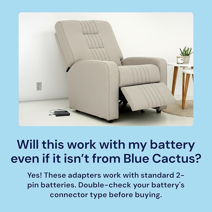 Blue Cactus Adapter Cables for Recliner Battery Pack - Adapts Your Battery to Your Recliner - 1pc 2-pin Male to 5-pin Female - 1pc DIN 45322: 5-pin to 2-pin Male, Compatible with La-Z-Boy (2-pc, 6.9")