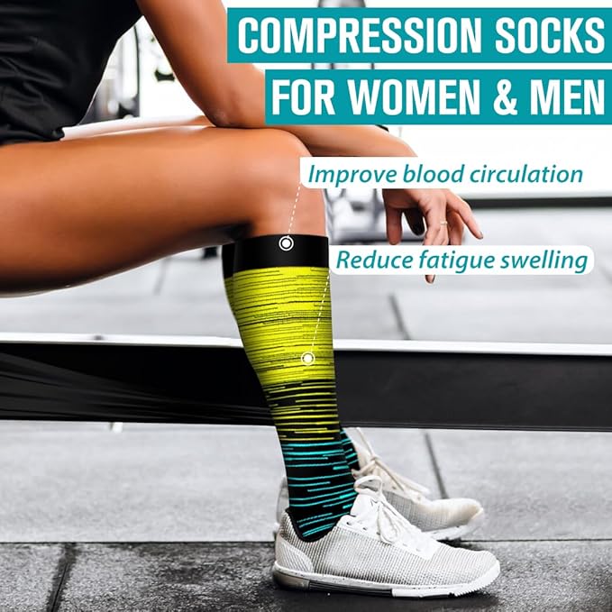 BLUEENJOY Copper Compression Socks for Women & Men (6 pairs) - Best Support for Nurses, Running, Hiking, Recovery