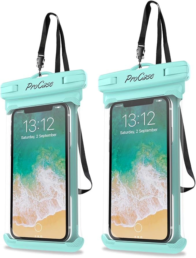 ProCase 2 Pack Waterproof Phone Pouch, Underwater Phone Case Up to 7", Dry Bag for iPhone 17 Air 16 15 14 13 Pro Plus Max, Galaxy S24 S23 S22 Ultra Pixel, Beach Essentials -Green