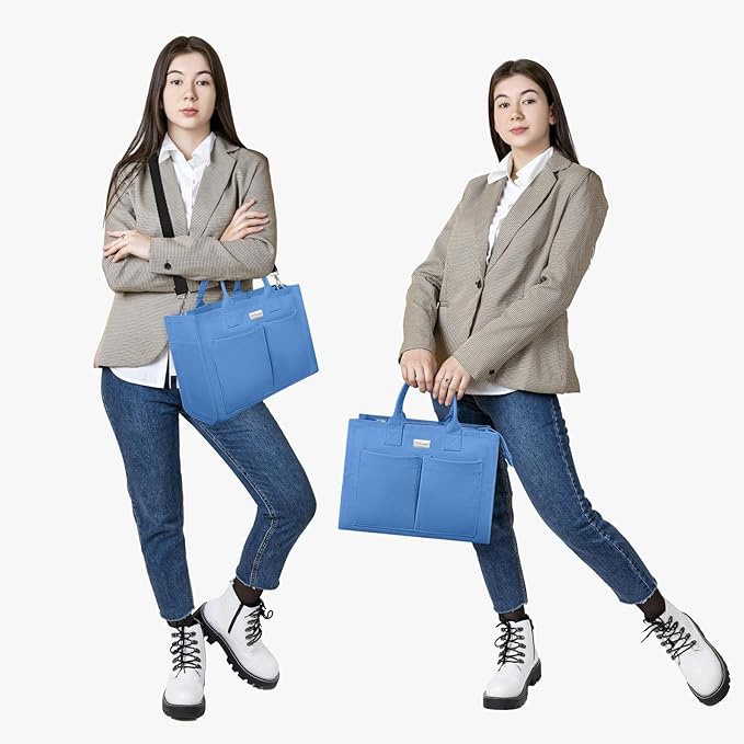 TOPDesign Heavy-Duty Canvas Tote Bag for Women, Adjustable Crossbody/Shoulder Handbag with 9 Pockets, Everything Tote