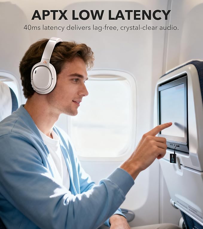 1Mii E700 Wireless Bluetooth Over Ear Headphones with Active Noise Canceling, Hi-Res Audio LDAC/aptX Low Latency for Airplane Travel Overhead Comfort, 54H Playtime, Custom EQ via App - Platinum