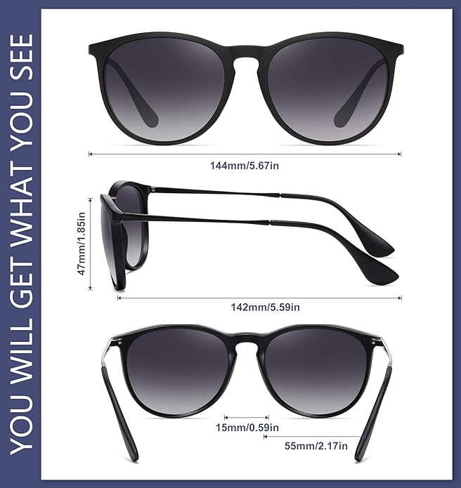 Retro sunglasses womens 2024 trendy round classic glasses