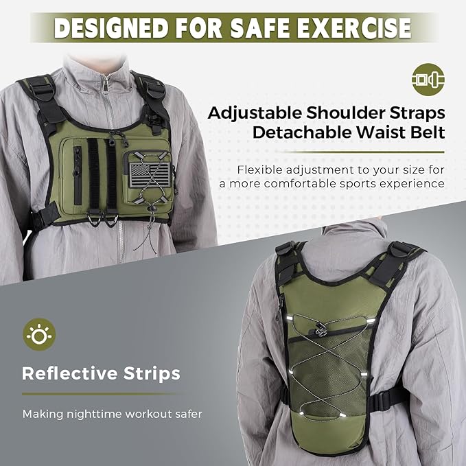 Outdoor Hydration Vest for Running & Hiking, Lightweight Breathable Water Backpack with 2.0L Bladder, Bounce-Free Chest Pack for Marathon, Cycling, Trekking for Men and Women
