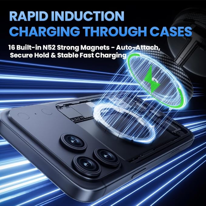 ZITUFAW 15W Fast Wireless Charger Magnetic Car Phone Holder, 360° Adjustable Magsafe Car Mount with Vacuum Suction Cup, Phone Holders for Your Car for iPhone & Android (Black)