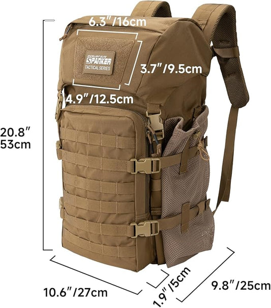 EXCELLENT ELITE SPANKER 40L Camping Hiking Backpack for Men and Women Tactical Military Backpack Large Rucksack Assault Pack Bag for Outdoor Camping, Hiking,Travel Backpacking(Coyote Brown)