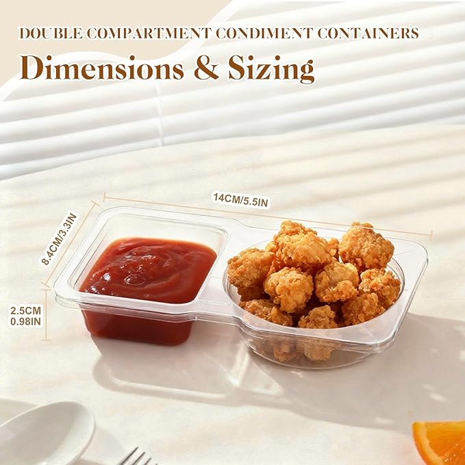 TaidMiao Reusable Snack Containers Compartment with Lids - 20 Sets Snack Containers, Double Snackle Box Compartment Condiment Containers, Snack Box for Sauce and Snacks