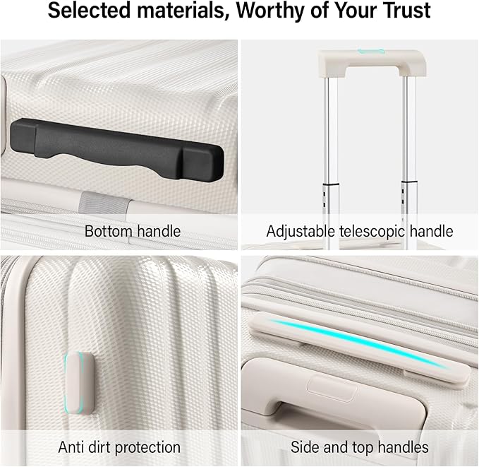 Hanke Expandable Hardshell Luggage Sets 3 Piece Extra Large Suitcases with Lock,28 Inch Luggage with Spinner Wheels, PC Travel Suitcase for Women Men 20 24 29Inch,Ivory White