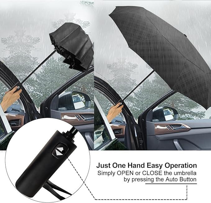 Satol 46/54/62 Inch Large Golf Umbrella, Windproof 10 Ribs Automatic Open/Close Oversize Double Canopy Vented Portable Folding Travel Umbrellas, UPF 50+ Sun & Rain Compact Umbrellas for Outdoor