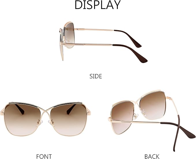 FEISEDY Womens Cute Sunglasses Oversized Butterfly X Shape Design Cateye Lady Sunglasses B2738