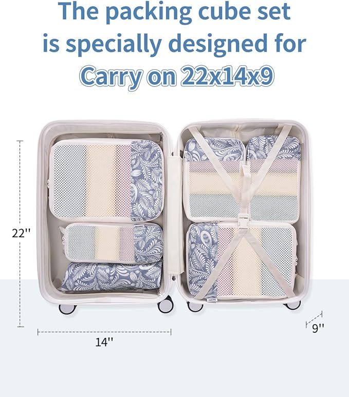Narwey 6 Set Compression Packing Cubes for Travel Kids Women Carry on, Packing Organizers Bag for Backpack Luggage Suitcase Duffle Bags