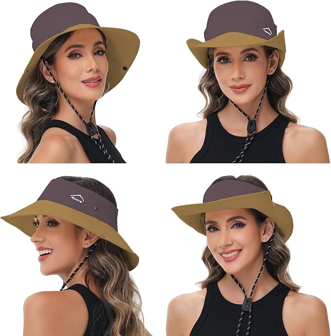 Sun Hats for Women Bucket Hat UV Protection Fishing Hat Wide Brim Safari Hats 2 in 1 Zip-Off Sun Visor Hats UPF 50+