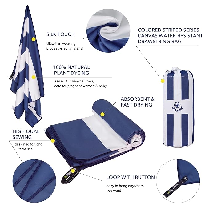 4Monster Microfiber Beach Towel Quick Dry,Super Absorbent Lightweight Travel Towel for Swimmers, Sand Free Camping Towel, Beach Towels for Pool,Swim,Water Sports,Yoga