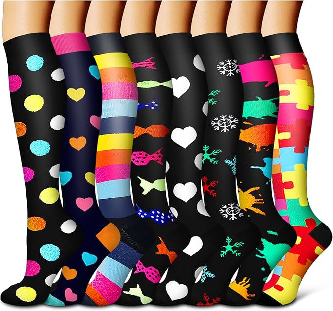 Laite Hebe Compression Socks For Women& Men circulation(8 Pairs),Socks-Best for Running,Sports,Hiking,Flight travel,Pregnancy