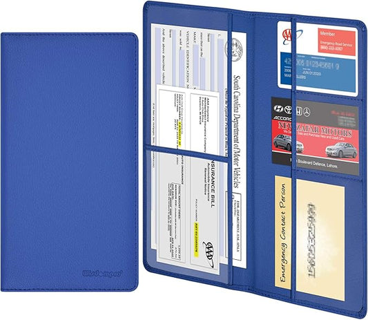 Wisdompro Car Document Holder Organiser, PU Leather Vehicle Insurance and Registration Holders Wallet Case for ID Card, Driving Licence, Key Contact Information Cards