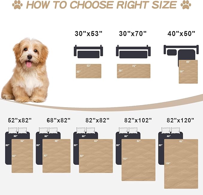 Smiry Waterproof Dog Bed Cover Blanket 30x70, Soft Reversible Pet Blanket, Washable Leakproof Cats Dogs Couch Cover for Sofa, Couch, Furniture, Lattice, Camel/Beige
