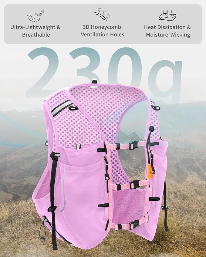 Sportsnew Running Vest for Women Men, Lightweight 10L Hydration Backpack with Waterproof Phone Pocket, Hydration Pack with Water Bladder for Hiking Trail