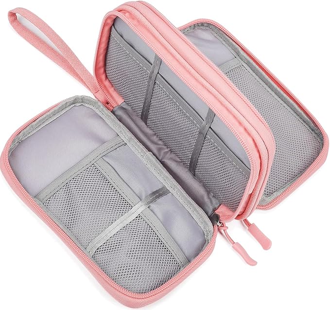 Electronics Accessories Organizer Pouch Bag, Electronic Organizer Travel Case Cable Organizer Electronics Accessories Bag for Cable, Cord, Charger, Power Bank, Earphone (Light Pink, Large)