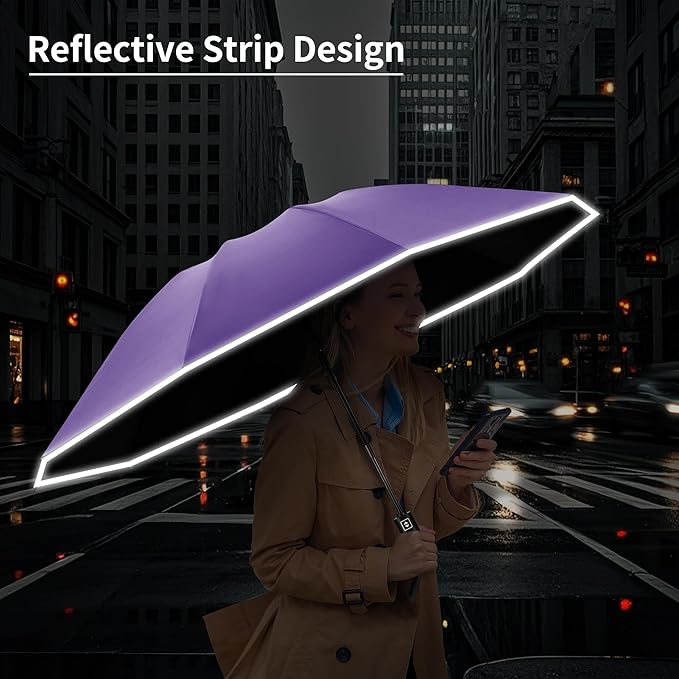 Seniny Windproof Travel Umbrella, Automatic Umbrellas for Rain, Portable & Compact Umbrellas for Backpack, Strong UV for Protection, Folding Small Sun Umbrella for Car, Walking