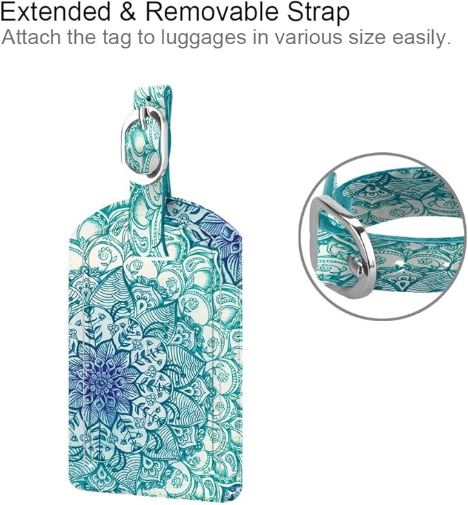 FINTIE 2 Pack Luggage Tags, Leather Name ID Labels with Privacy Cover for Travel Bag Suitcase, Theme - Emerald Illusions