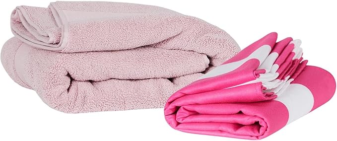 Dock & Bay Beach Towel - Quick Dry, Sand Free - Compact, Lightweight - 100% Recycled - Includes Bag - Cabana - Phi Phi Pink - Extra Large (200x90cm, 78x35)
