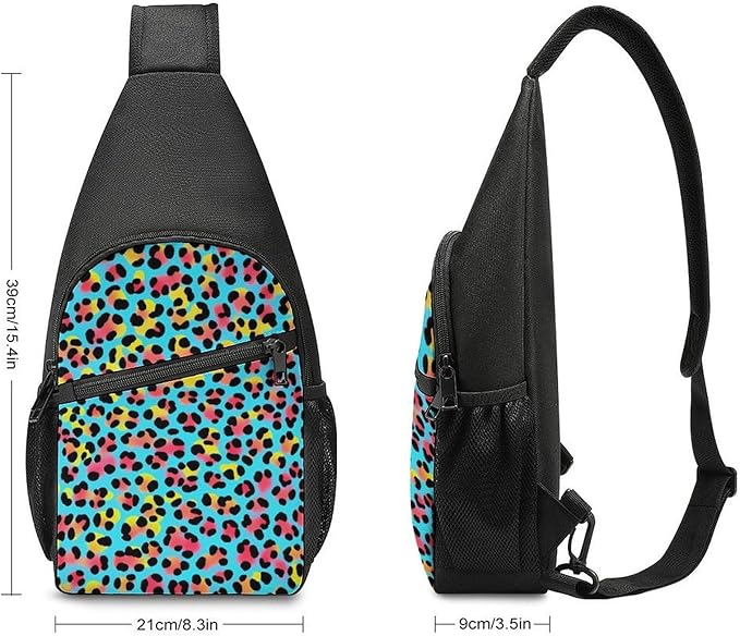SWEET TANG Sling Backpack for Women, Cute Multipurpose Crossbody Shoulder Bag, Comfortable and Lightweight Adjustable Travel Hiking Daypack Watercolor Leopard Cheetah Animal Print