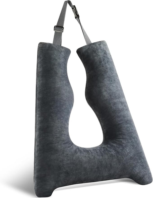 Car Pillow for Kids, Travel Pillow with Adjustable Strap, U-Shaped Pillow for Adults and Children to Support Head and Body Road Trip Essentials (Grey)