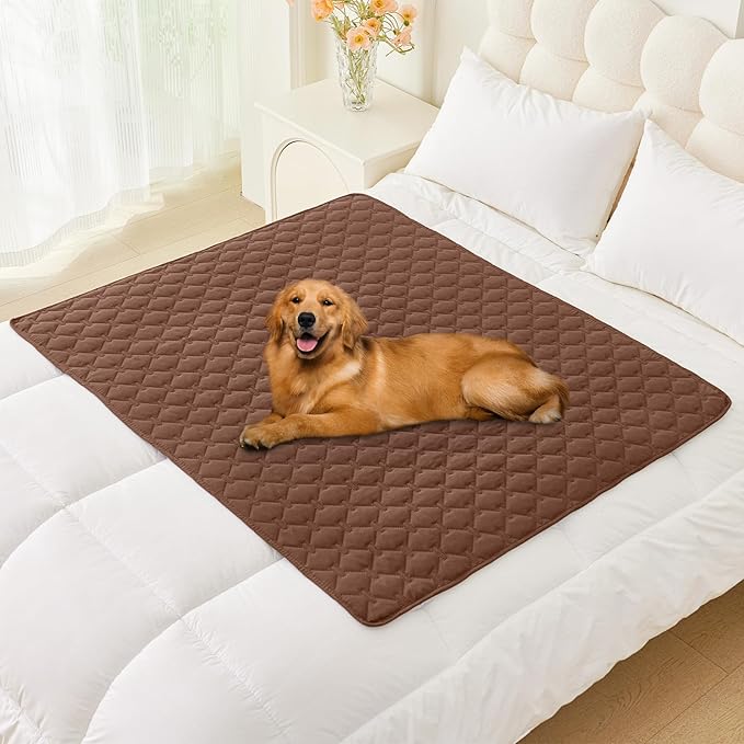 Smiry Waterproof Dog Bed Cover Blanket, Soft Reversible Pet Blanket, Washable Leakproof Cats Dogs Couch Cover for Sofa, Couch, Furniture, Plaid (40x50 Inch, Brown/Chocolate)