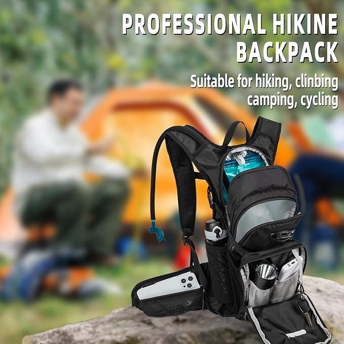 Hydration Backpack, Water Backpack for Hiking with 3L Water Bladder, Insulated Hydration Pack Lightweight Day Hydropack Ideal for Hiking and Cycling, 18L