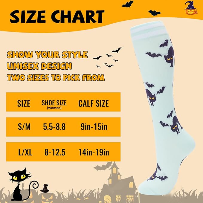 fenglaoda Compression Socks for Women Men Support Circulation 6 Pairs Socks For Nurse, Travel, Flight