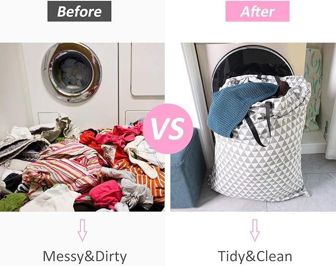 SWISSELITE Laundry Bag with Handle and Drawstring, Large Heavy Duty Laundry Bag, 28 x 40 Inches Travel Dirty Clothes Bag for Laundromat and Household