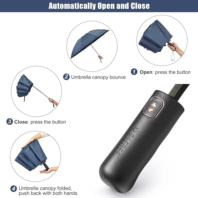 G4Free 42/46/54/62 Inch Large Golf Umbrella Compact Reverse Travel Umbrella 10 Ribs Windproof for Rain Double Canopy Automatic Open Close