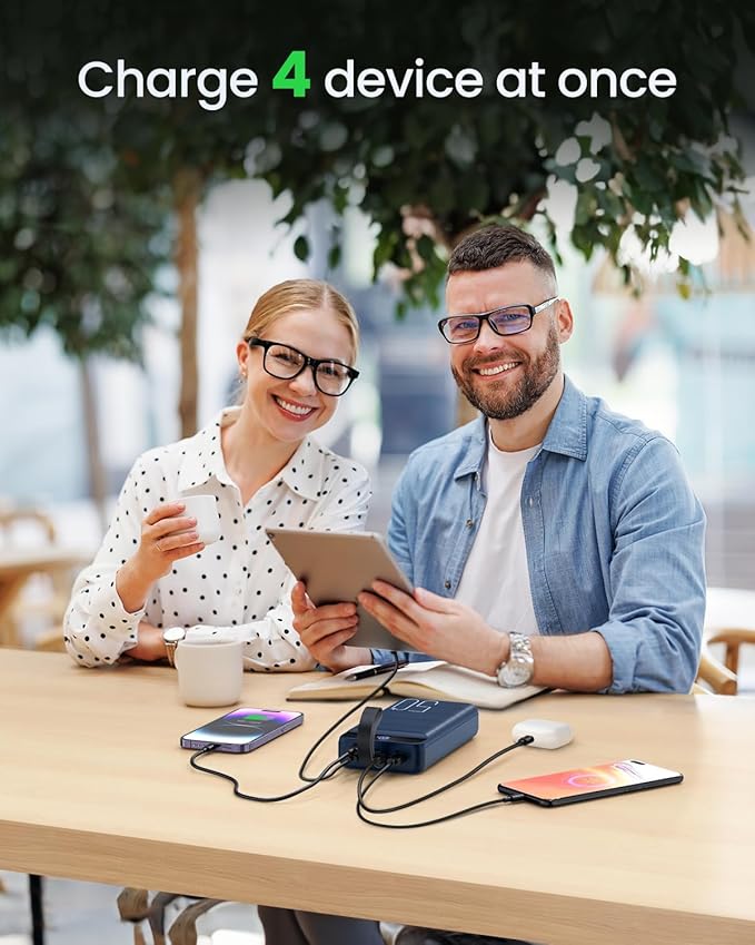 Power Bank Fast Charging 50000mAh - 22.5W Portable Charger USB C Quick Charge with 4 Outputs & 3 Inputs LED Display Huge Capacity External Battery Pack for iPhone, Samsung, iPad etc Blue