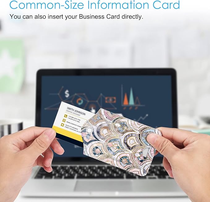 Fintie Luggage Tags, Privacy Cover ID Label with Stainless Steel Loop and Address Card for Travel Bag Suitcase - Marble Tiles (2 Piece)