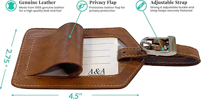 Personalized Monogrammed Antique Saddle Leather RFID Passport Cover Holder and 2 Luggage Tags