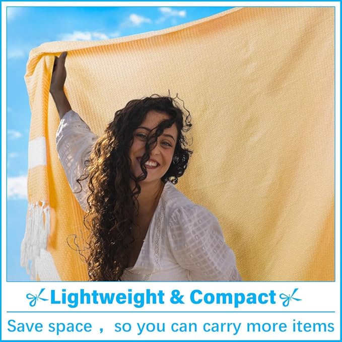 Oversized Turkish Beach Towel Blanket XXL Cotton Sandproof Towels Boho Woven Extra Large Big Sand Free Giant Throw Blankets Huge Quilt XL Picnic Camping Necessities Cloud For Adult Gifts Yellow