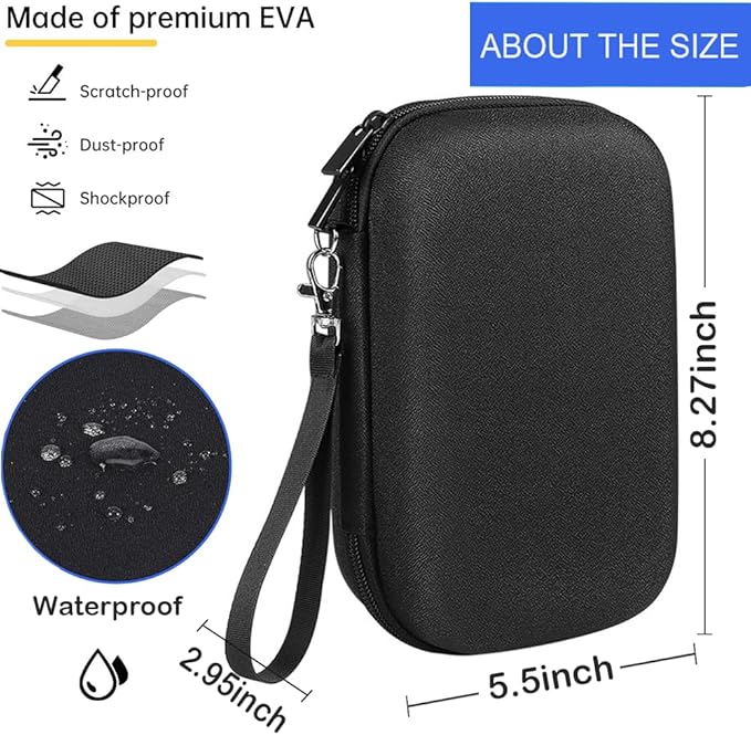 External Hard Drive Case, Shockproof Hard EVA Carrying Case Electronics Organizer Travel Case for Hard Drive, Charger, Laptop Mouse, Power Bank, Electronics Accessories Organizer Pouch Bag