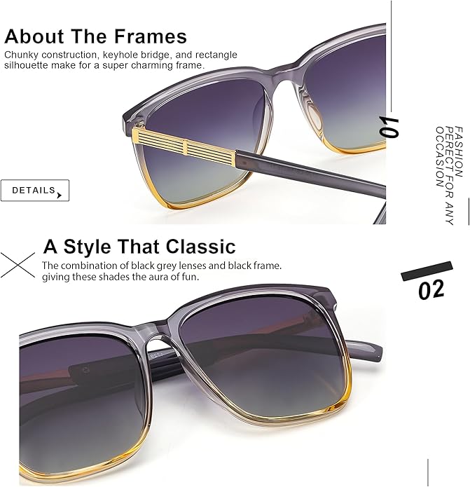 SIPHEW Oversized Square Sunglasses for Women|Lightweight Fashion Sunglasses 100% UV400 Protection|Trendy Mirrored Shade