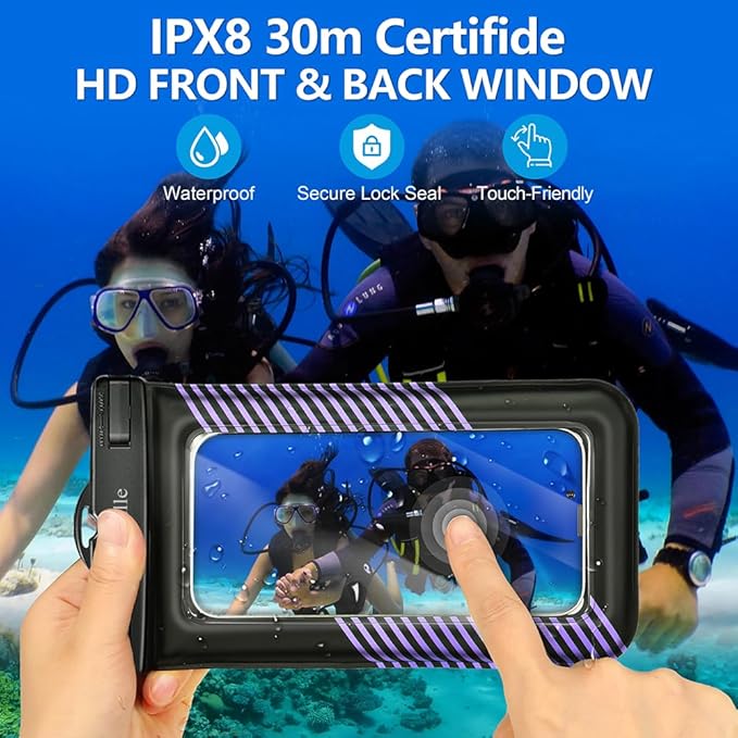 Floating Waterproof Phone Pouches Bags, IPX8 Floatable Cell Phone Water Protectors Cases 2 Pack w/Adjustable Neck Lanyard, for iPhone 15 14 13 Pro Max 12 11, for Galaxy S24 S23 Ultra 7"