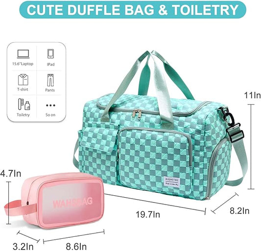 Small Gym Bag for Women, Travel Duffle Bag Carry On Weekender Bag with Shoe Compartment
